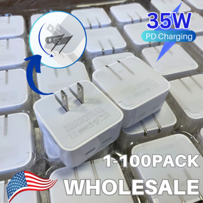 Wholesale Bulk 35W Dual USB Type C Fast Charger Cube For iPhone iPad Macbook Air
