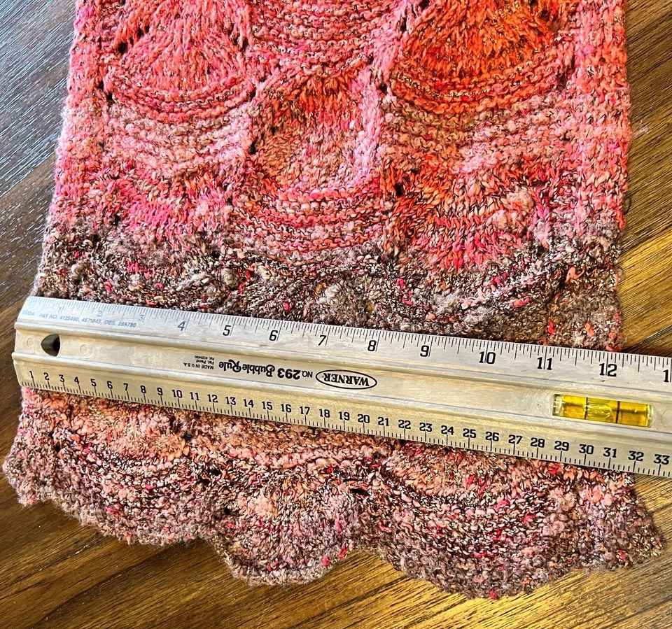 Coldwater Creek Bufanda Tejida Larga Coral Rubor Rosa Marrón 12"x76" Mezcla Lana Invierno Foto 2 de 4