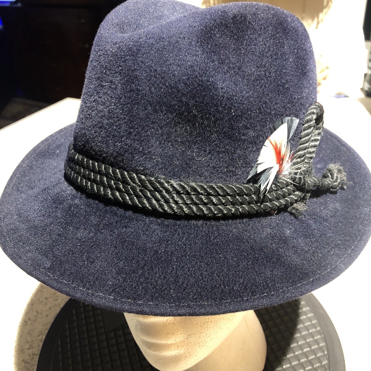 Italy Cashmere & Wool Blue Fedora Hat Crushable Royal Blue 100% Australian Wool Fedora Hat main image 2