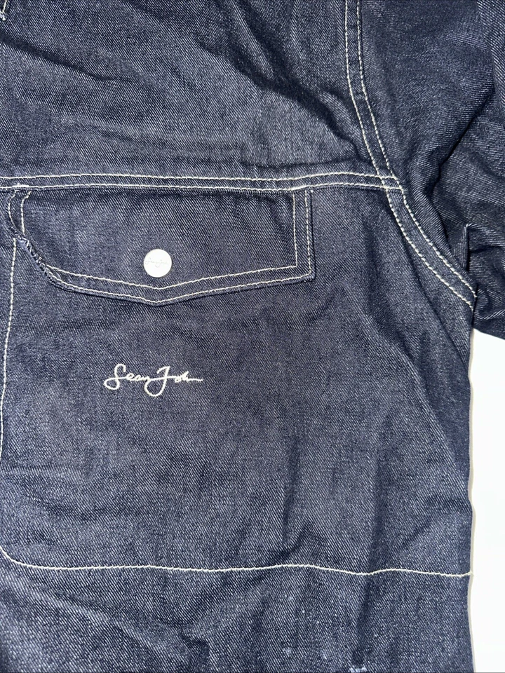 Chaqueta De Colección Sean John Hombres XL Azul Camionero Denim Hip Hop Y2K Suelta Motociclista Foto 3 de 4