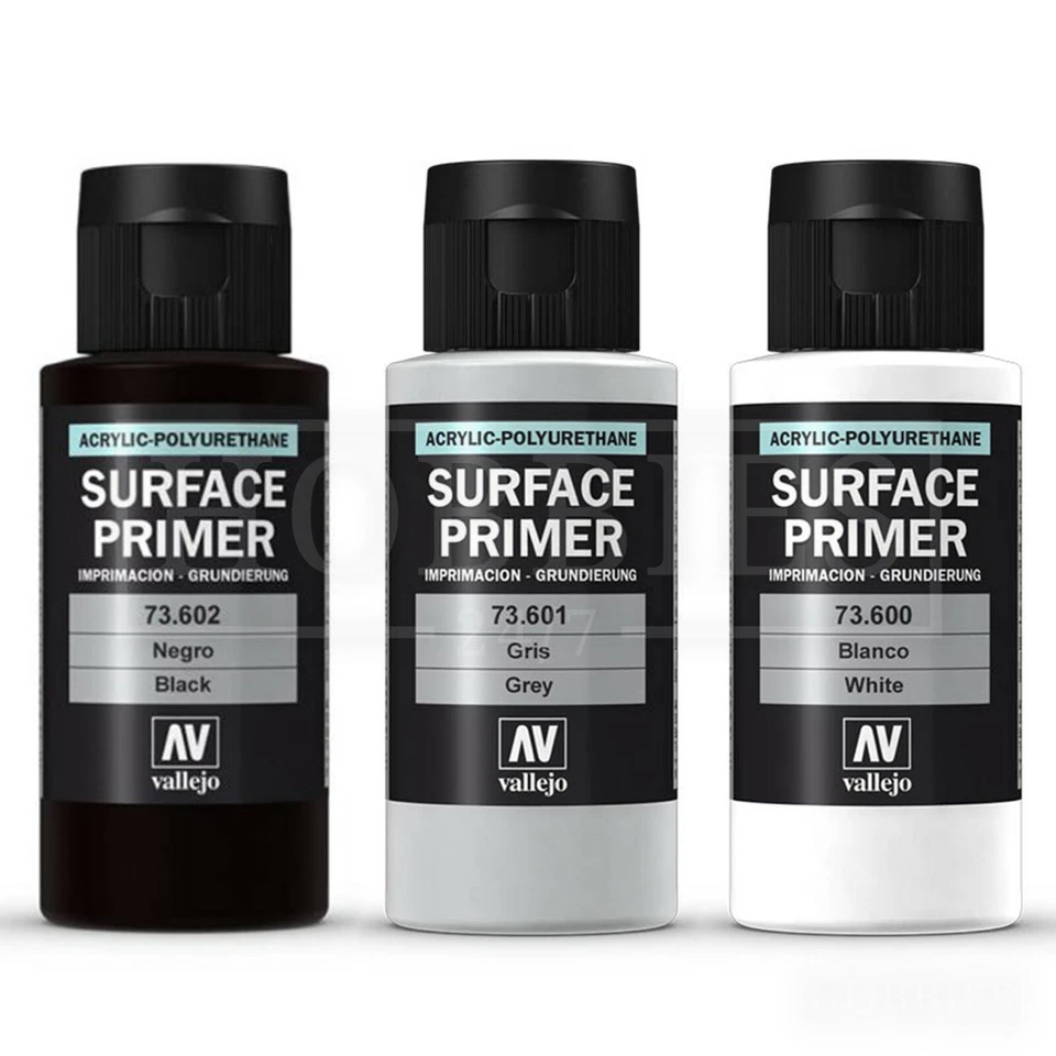Vallejo Surface Primer 60ml Black White Grey Acrylic Model Air Brush Spray