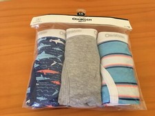 NWT Oshkosh Boys Boxer Brief Underwear 3pair/pack Shark, Solid,Stripes