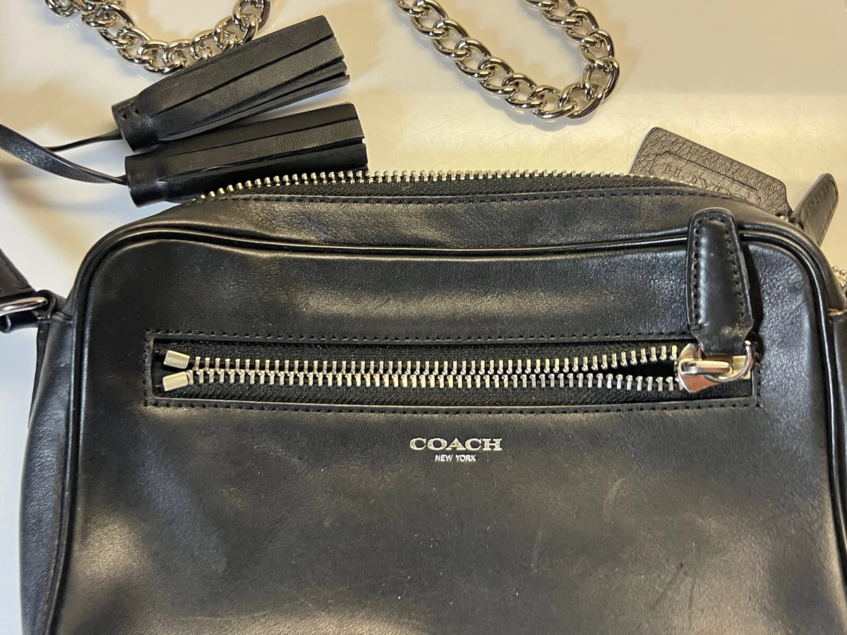 Coach Legacy Leather Flight Bag BLACK Purse Handbag 1394 25362