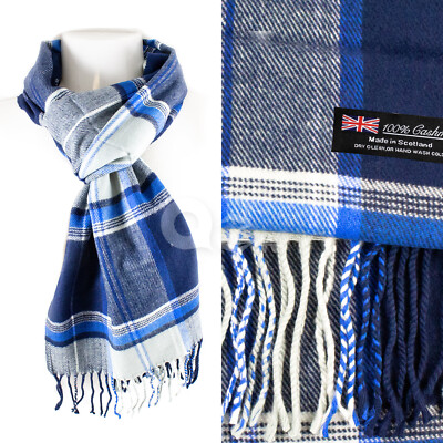 Mens Womens Winter Warm SCOTLAND Made 100% CASHMERE Scarf Scarves Plaid Wool