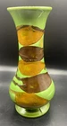 MCM Vintage Earth Wrap Green Brown Dripped Glaze 11" Vase -Haeger Style