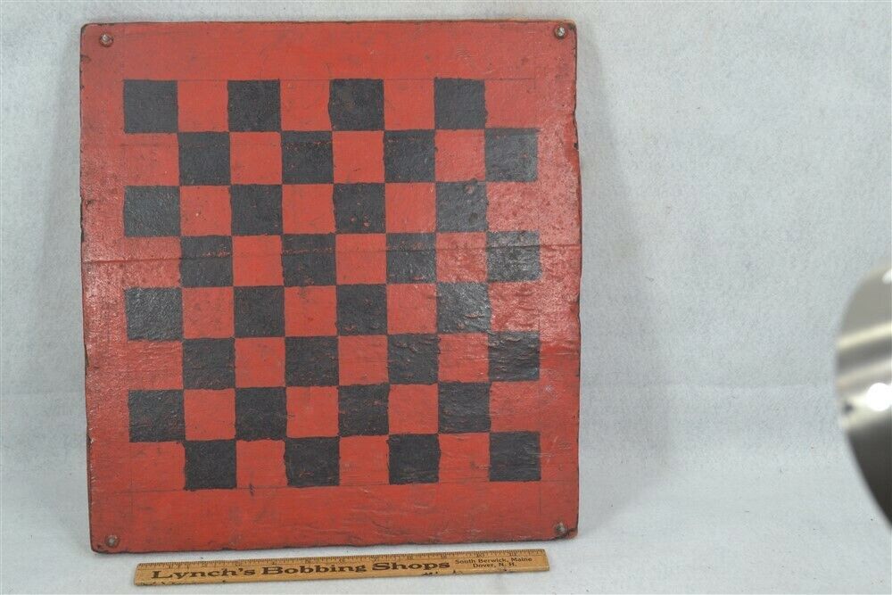 early primitive game board checkers chess hand made 19th c 14 x 15 original 1800
