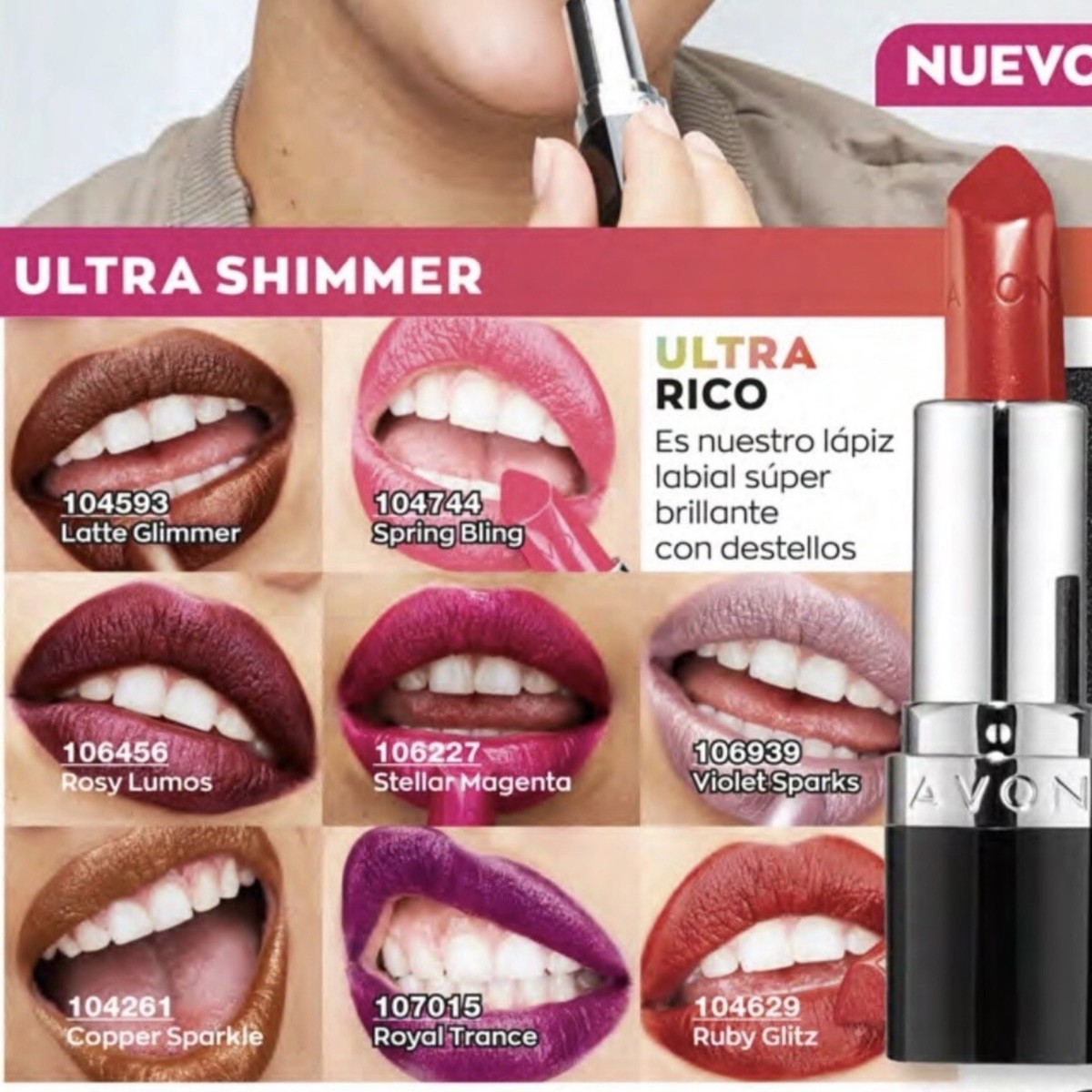 Rouge à Lèvres Avon Ultra Shimmer - Violet Sparks - Effet Iridescent Lumineux 3.6g