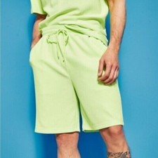 Nuevos Pantalones Cortos Royalty by Maluma Para Hombre Ajuste Relajado Texturizado Otomano con Cordón, L