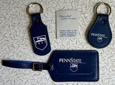 Vintage PSU Penn State University Nittany Lions Leather Keychains & ID Tag Combo
