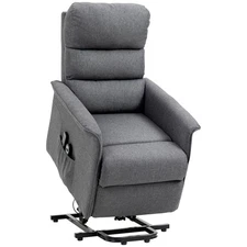 HOMCOM Power Lift Chair with Vibration Massage,Fabric Upholstered Recliner Cha