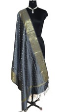 Gray Banarasi Dupatta Indian Art Silk Woven Zari Brocade Long Stole Scarves Sold