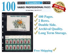 100 Lighthouse Vario 2S Pages 2 Pocket Sheets Double Side For Stamp Bills Black