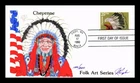 US COVER CHEYENNE NATIVE AMERICAN HEADDRESSES FDC PUGH HAND PAINTED