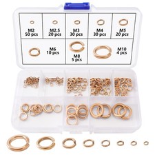 169 PCS M2 M2.5 M3 M4 M5 M6 M8 M10 Copper Spring Lock Washer Assortment Kit, Spi