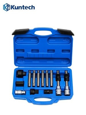 13Pcs Alternator Freewheel Pulley Removal Socket,Hex Spline Star Bits Tool