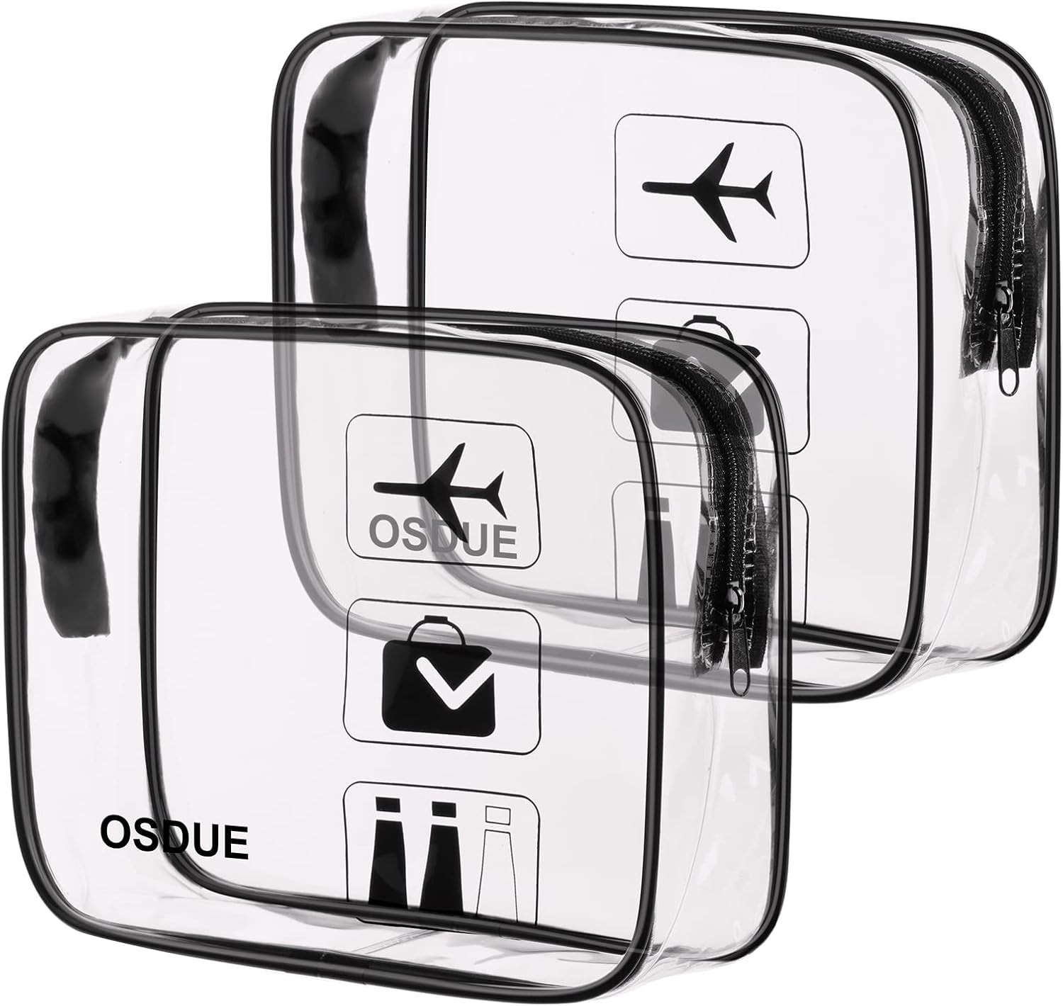 OSDUE 2Pcs Clear Travel Toiletry Bag TSA Approved Waterproof Makeup Wash Bags