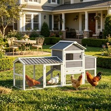 Chicken Coop with Wheels - Mobile Pet Cage for Backyard Poultry, Hen House