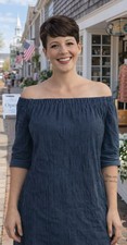 Madewell Off-the-Shoulder Navy Pinstripe Dress Size 4 – Lightweight Casual Tunic