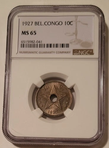 Belgian Congo 1927 10 Cents MS65 NGC