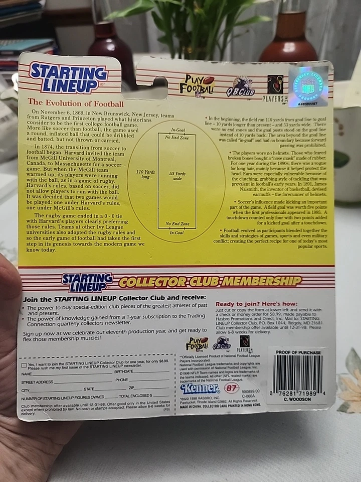  Kenner 1998 Starting Lineup Raiders Charles Woodson 24 With Stuffies - Image 3 of 4