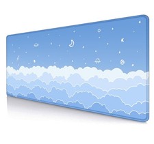 Cute Pastel Blue Desk Mat, Minimalist Large Gaming Mouse Pad Mousepad for Lap...