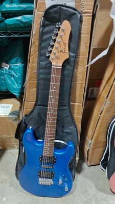 Blue st guitar HSH pickup mahogany body maple neck rosewood finger gigbag 330