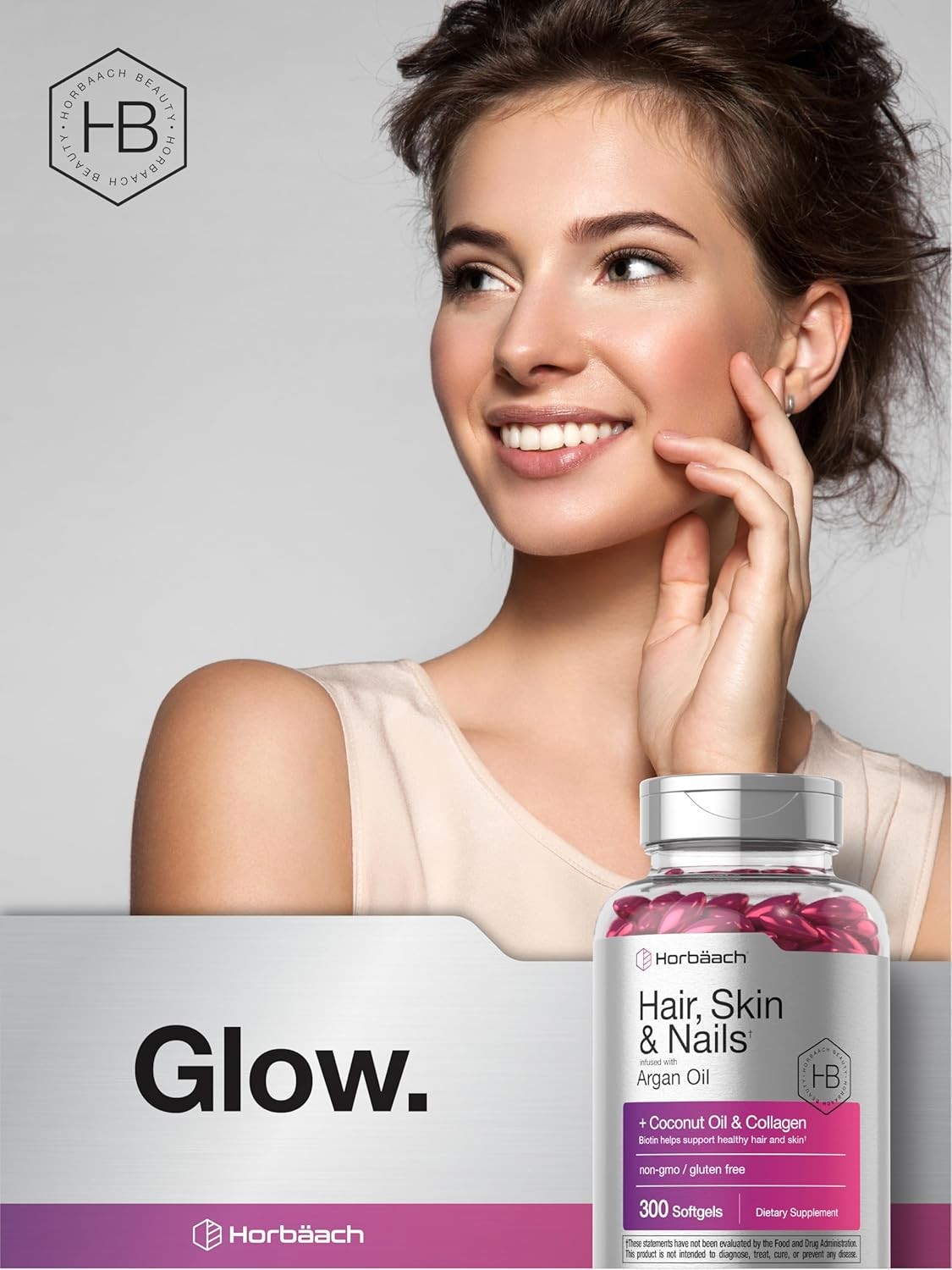 Hair Skin and Nails Vitamins | 300 Softgels | Biotin and Collagen | by Horbaach