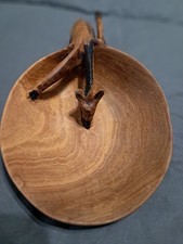 Hand Carved Wooden GIRAFFE Drinking From Lake Art Trinket Dish Made N Africa