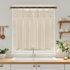 Beige Boho Farmhouse Window Curtain with 30"W x 36"L Pack of 1 Cream