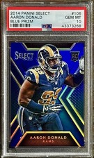 Aaron Donald PSA 10 - 2014 Select #106 BLUE /50 Rookie RC - GOAT DT - Pop 5