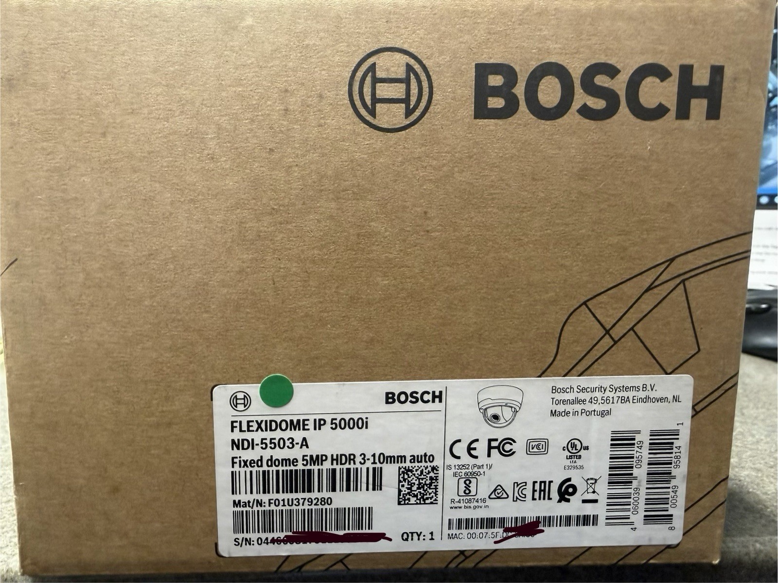 Bosch Dome Camera FLEXIDOME IP 5000i 5MP HDR 3-10mm NDI-5503-A-W