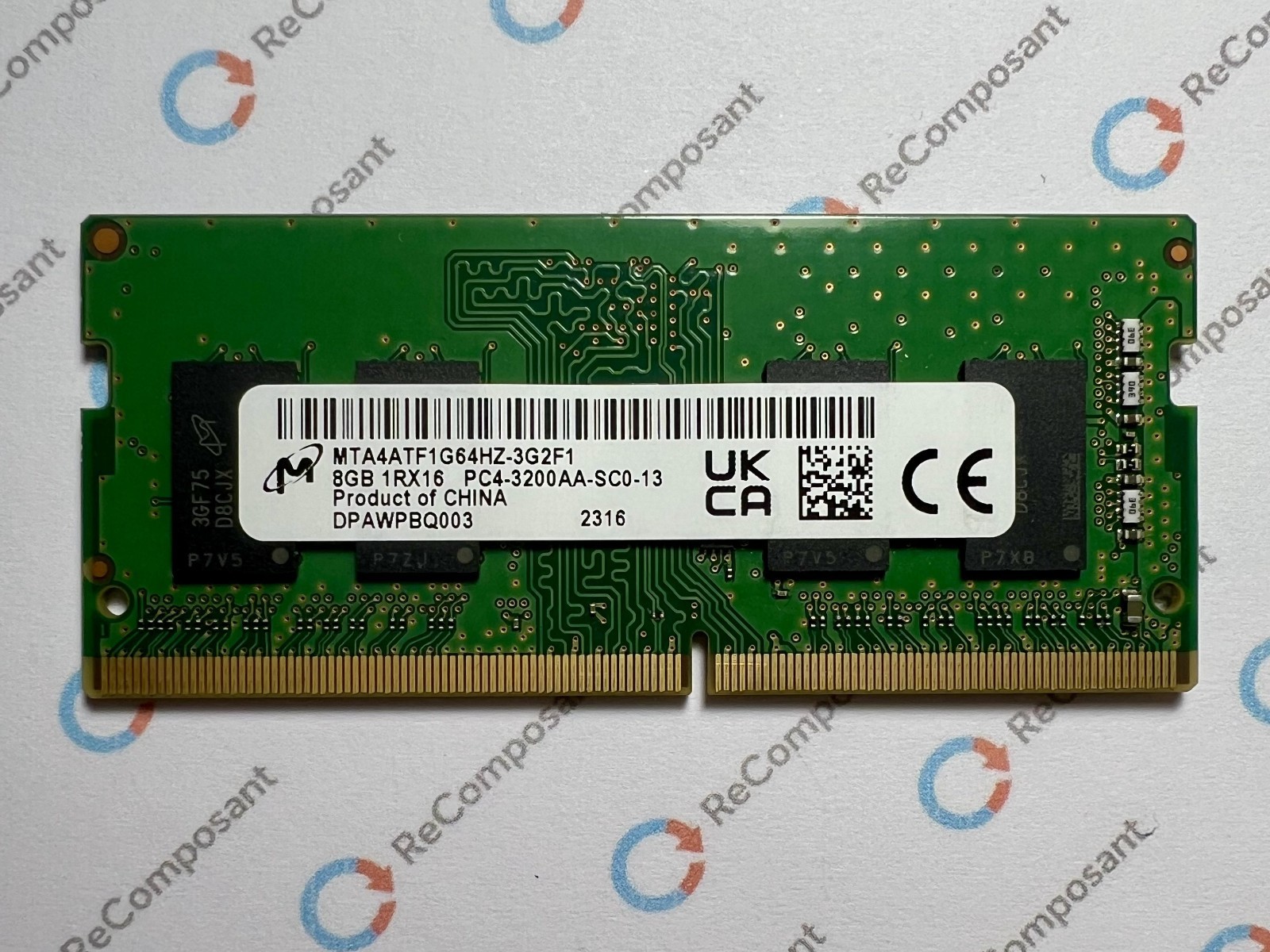 Barrette RAM DDR4 3200MHz Micron 8Go pour PC portable MTA4ATF1G64HZ