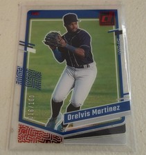 2023 Panini Chronicles Clearly Donruss Red #10 Orelvis Martinez Blue Jays /100 