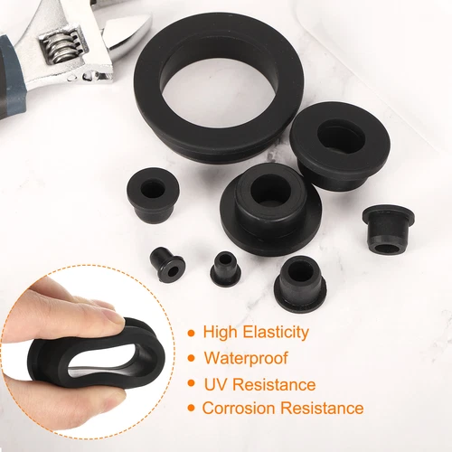 4Pcs 5/8" ID, 1" Drill Hole Rubber Grommets Fit 16mm Wire, Black - Picture 4 of 6