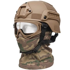 Black Airsoft Helmet Tactical Gear with Accessories, Military Combat Helmet