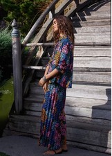 JOHNNY WAS Astrid Pleated Pant and Shirt set Size Extra Large Floral Wide Leg