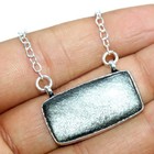 925 Silver Plated Pretty Silver Obsidian Necklace 18" Craft Jewelry Trendy AU f2