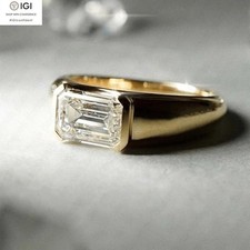 IGI 2.00Ct D VS1 Emerald Lab Grown Diamond Engagement Ring 925 Sterling Silver