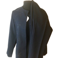 Alfred Dunner Vintage Women Suit Jacket S 10 Pants S 12 Navy Blue Beaded READ