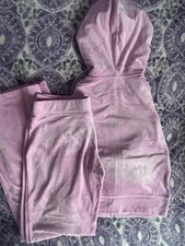 Juicy Couture  Floral Bloom  Pink Velour 2-Piece Sweatsuit Set Sz S