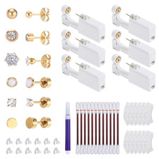 18pcs Ear Piercing Kit Disposable Self Piercing Surgical Steel Studs Gold
