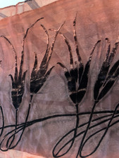 VTG 100 Silk Scarf Burgundy Red Velvet Chiffon Handsewn Rolled Hem Size 14 x 60