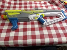 Nerf Hyper Mach-100 Ball Blaster Pump Action W/ Hopper Gray Yellow Blue Hasbro