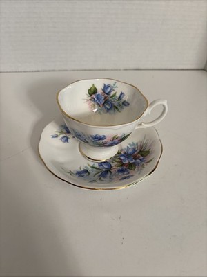 Royal Albert Tea Cup and Saucer Set England Blue Bells Flowers VTG 