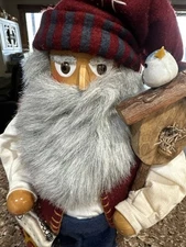 Grandeur Noel 2000 Wood Santa Nutcracker Christmas Decoration Garden Bird Santa