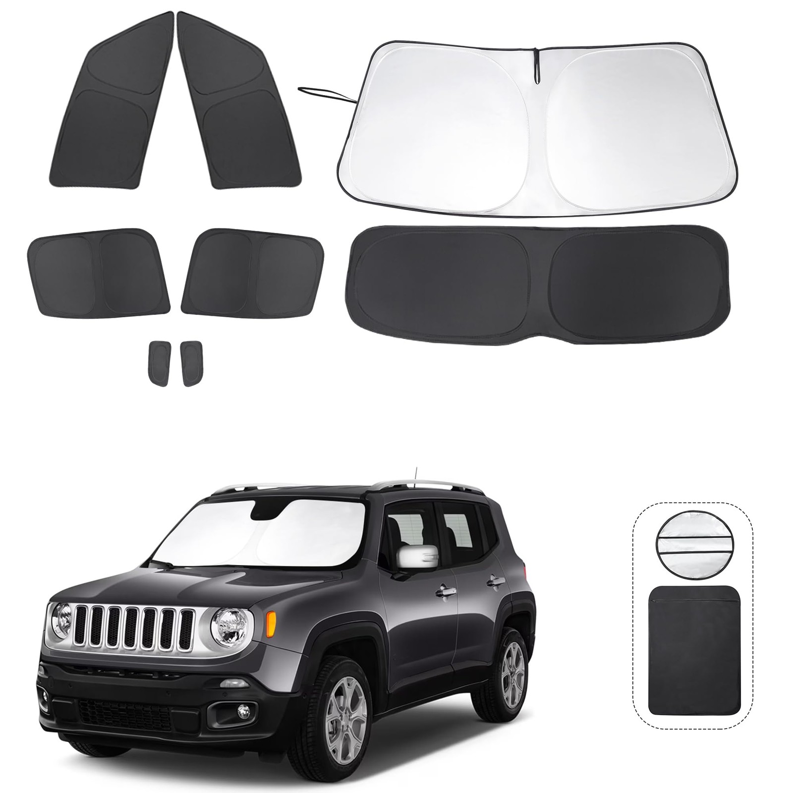 Jeep Rear Window Shade TINGLU Window Shades for Jeep Renegade 2015-2024 8PCS Side Rear ...