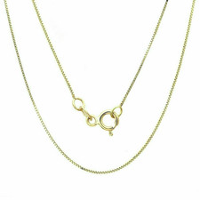 14K Solid Yellow Gold Box Necklace Real Gold Chain 16" 18" 20" 22" 24" 30" Italy