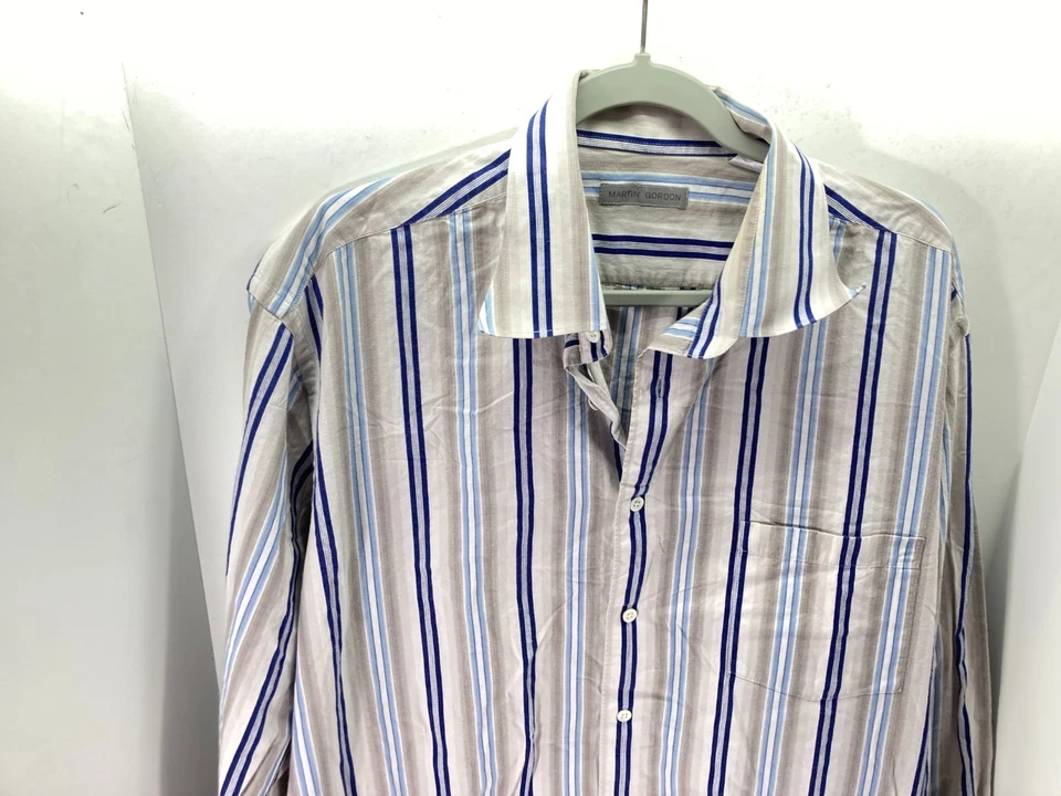 Martin Gordon Button Up Shirt Mens XL Multicolor Striped Long Sleeve Classic - Image 4 of 4