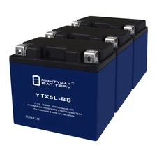 Mighty Max YTX5L-BS LIFEPO4 12V 4AH Lithium Iron Phosphate Battery - Pack of 3