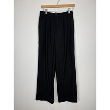 Reformation High Waisted Pleated Wide Leg Trouser Pants Black Sz 6 READ